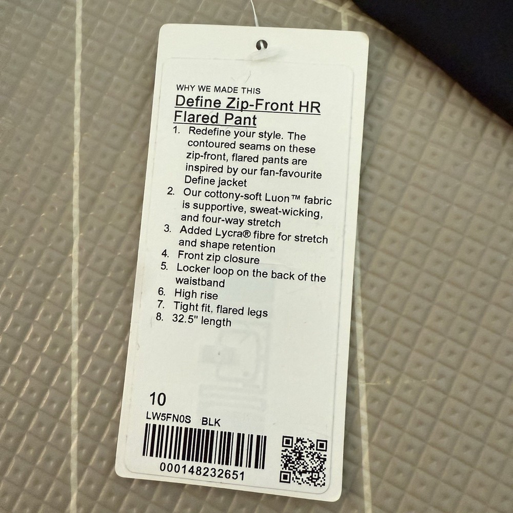 NEW Lululemon Define Zip-Front High-Rise Flared Pant Size 10 Black $128 - Picture 9 of 11